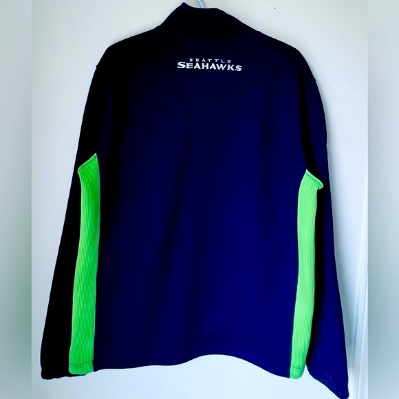 NFL Seattle Seahawks Blue Jersey Mens Size Medium Zip Long Sleeve Blue - Picture 3 of 10